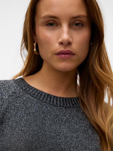 VMDOFFYSHINE LS O-NECK BLOUSE REP NOOS S Normal geschnitten - Asphalt