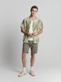 Shirt Short Sleeve Revers Collar Allover Printed L Regular Fit - Mint