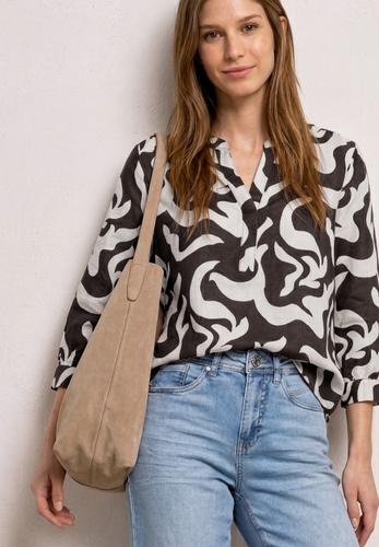 Bluse mit Split Neck aus Leinenmix