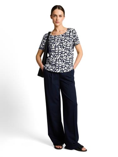 Crinkle T-Shirt mit Muster XXXL Regular Fit - Blue Ginkgo Minimal