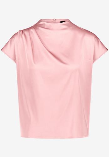 Satinbluse mit Stehkragen