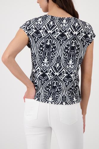 T-Shirt mit Ornament-Muster 36 - Schwarz Gemustert
