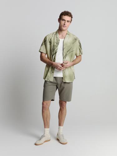 Shirt Short Sleeve Revers Collar Allover Printed L Regular Fit - Mint