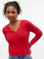 VMLUXLIGHT POINTELLE LS V-NECK CARDIGAN M Normal geschnitten - Fiery Red