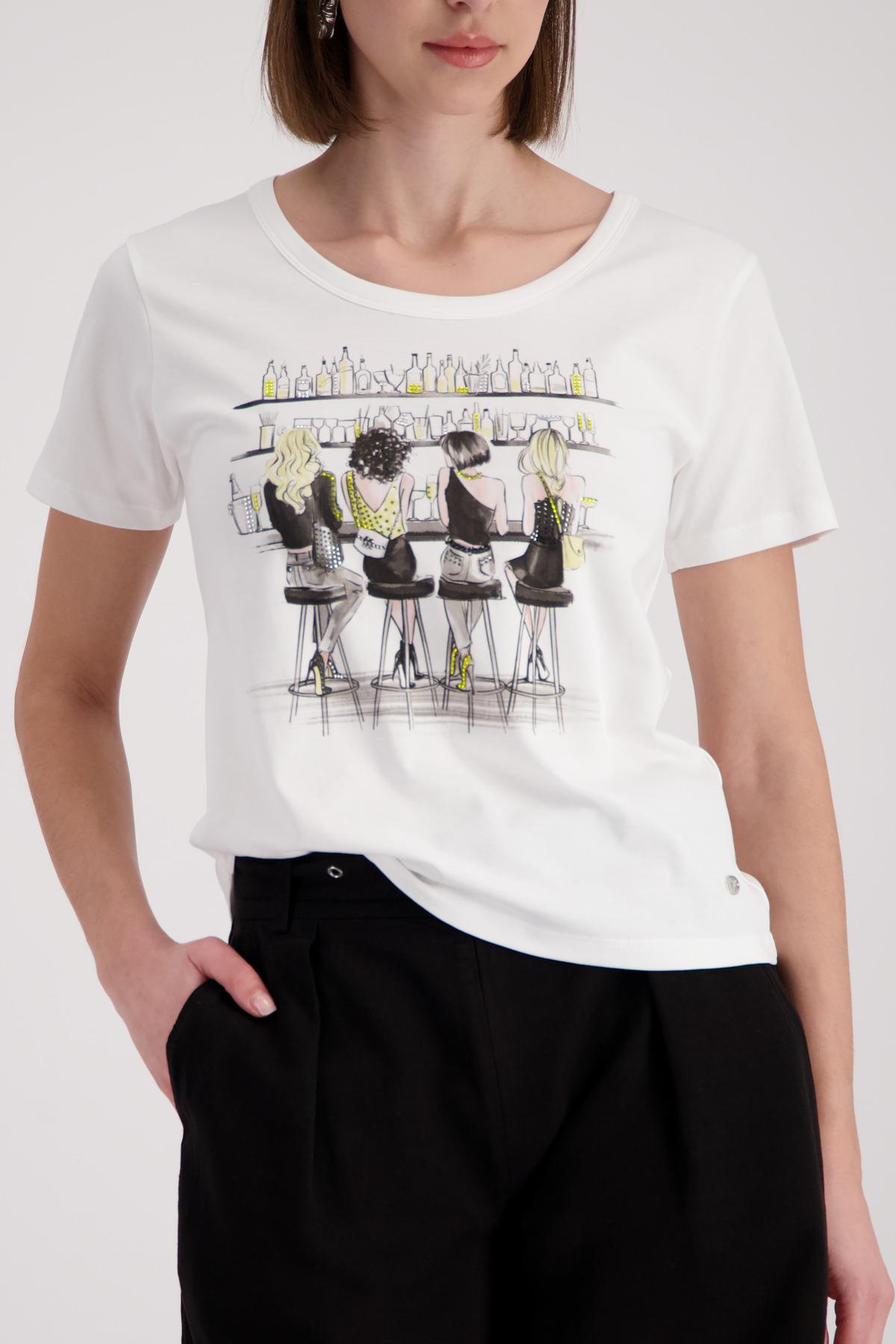 T-Shirt mit Frauenzeichnung 44 - Cream