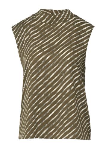 Bluse 42 - Weiß|olive