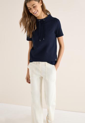 Shirt mit Funnel Neck im Two-Tone-Look L - Universal Blue