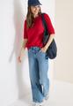 Kurzarm Pullover mit Struktur S - Glazed Apple Red