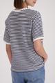 T-Shirt mit Struktur und Schriftzug 42 - Marine Ringel