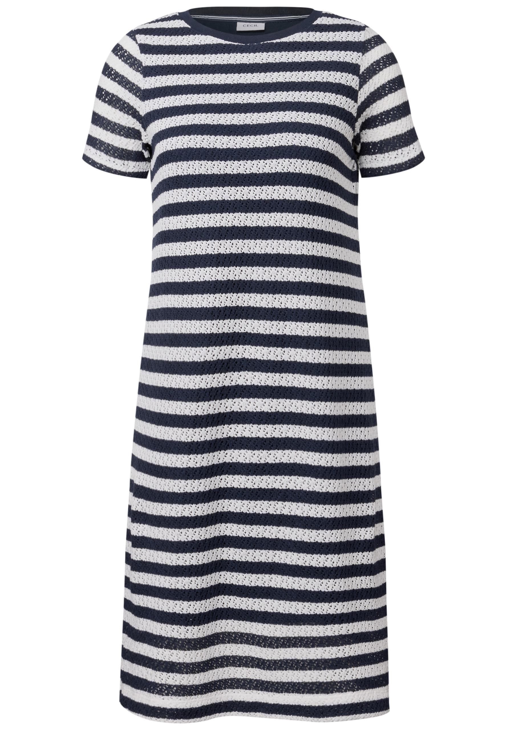 Gestreiftes Ajour-Kleid M - Urban Navy Blue