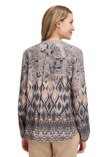 Longbluse 38 Figurumspielend - Grau/beige