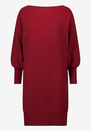 Strickkleid strukturiert U-Boot Ausschnitt 44 - Cabernet