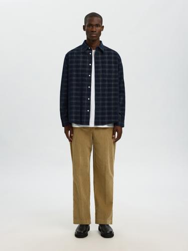SLMREGCLAUS CORD YD CHECK LS SHIRT XL Normal geschnitten - Navy Blazer