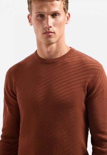 Pullover Crewneck Jacquard Solid XL Regular Fit - Terra