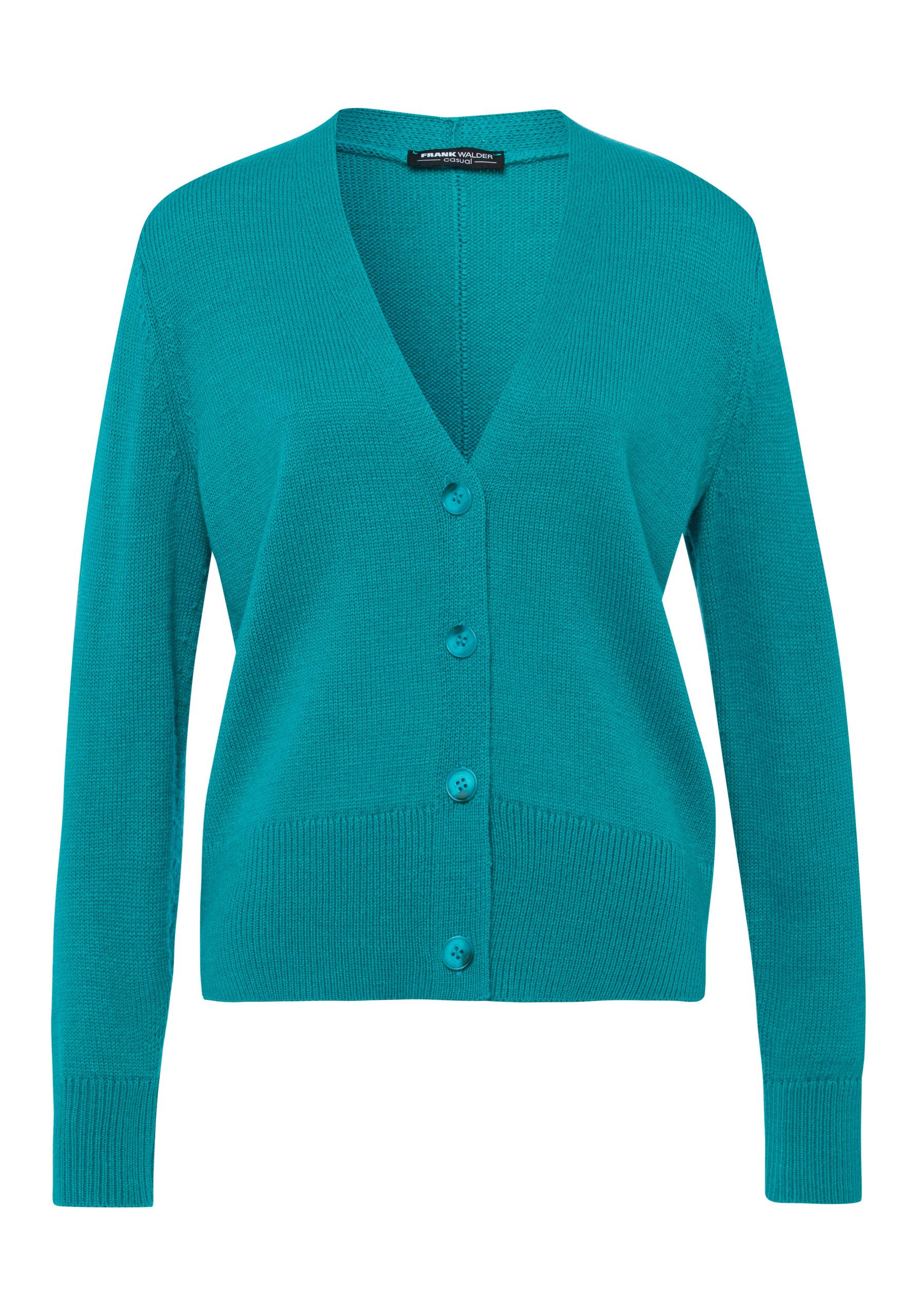 Strickjacke CASUAL im Materialmix 46 - Teal Green