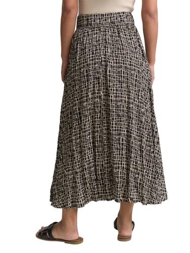 High Waist Midi-Rock aus Viskose 38 High Waist Fit - Abstract Black Grid Design