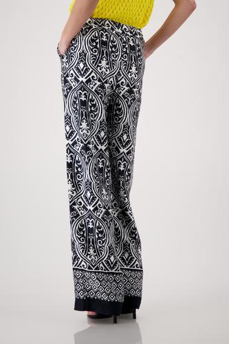 Palazzo-Hose mit Ornament-Muster 42 - Schwarz Gemustert