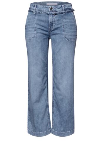 Mid Waist Wide Leg Jeans im Loose Fit 29/7/8 Hosen - Mid Blue Random Wash