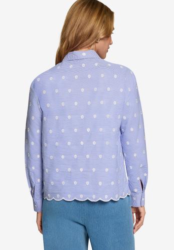 Bluse mit Streifen und Stickerei 38 - Bluewhite