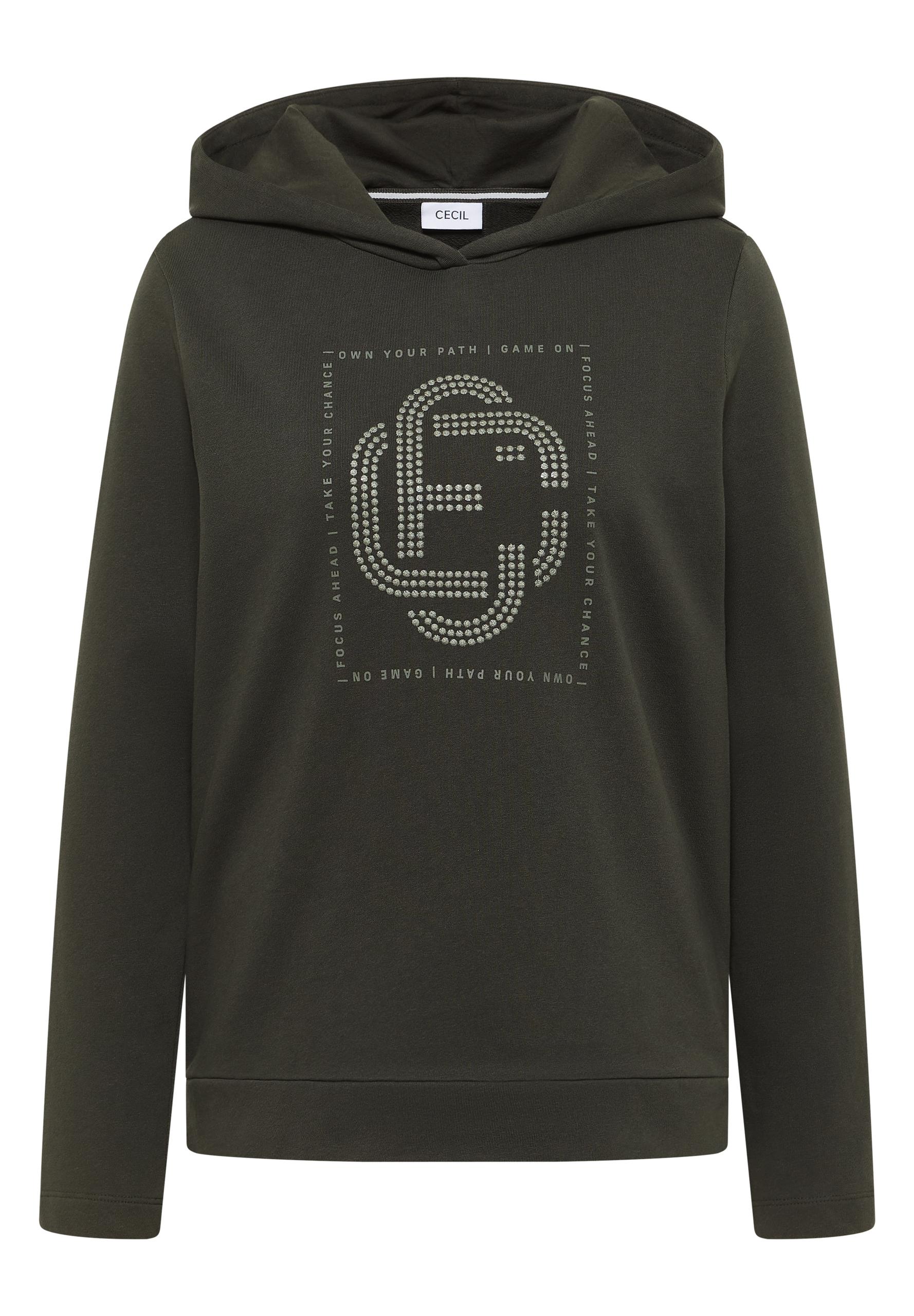 Hoodie mit Schmucksteinen S - Raw Khaki