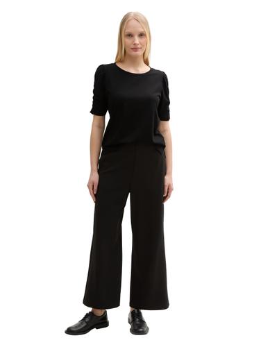 T-Shirt mit Raffärmeln L Regular Fit - Deep Black