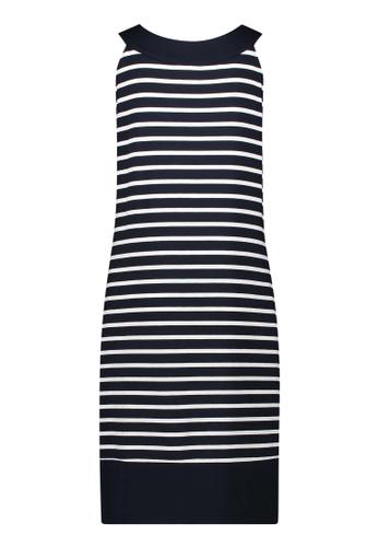 Sommerkleid 40 Leicht tailliert - Dunkelblau/Weiß