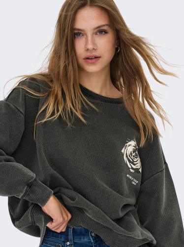 ONLSINNA L/S O-NECK PRINT BOX SWT L Locker geschnitten - Black