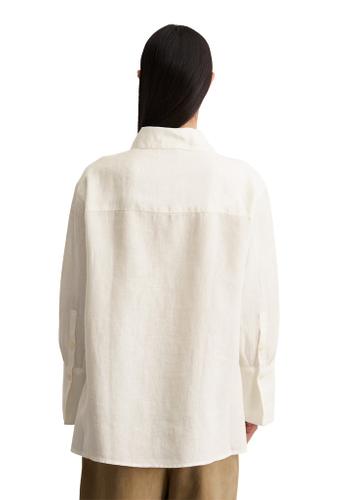 Lange Leinenbluse relaxed Weiß 36