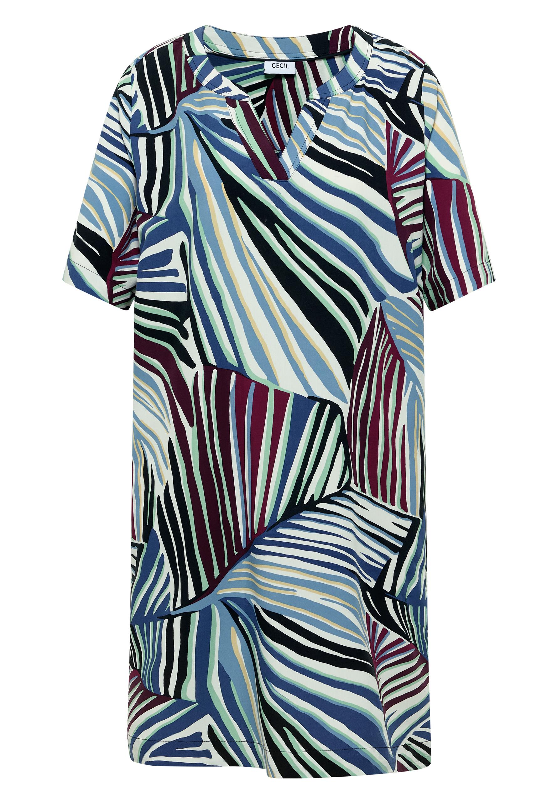 Knielanges Kleid mit grafischem Muster L - Palm Breeze Green