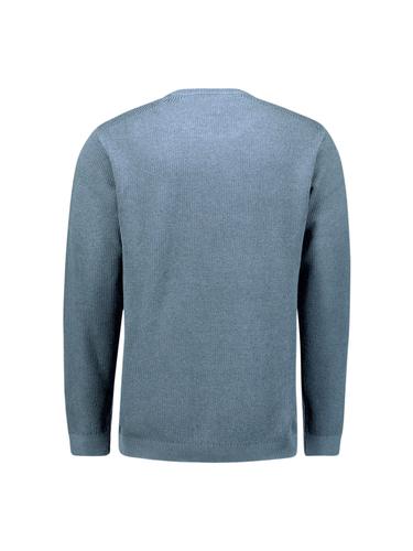 Pullover Crewneck Plated Structure Knit M Regular Fit - Dusty Blue