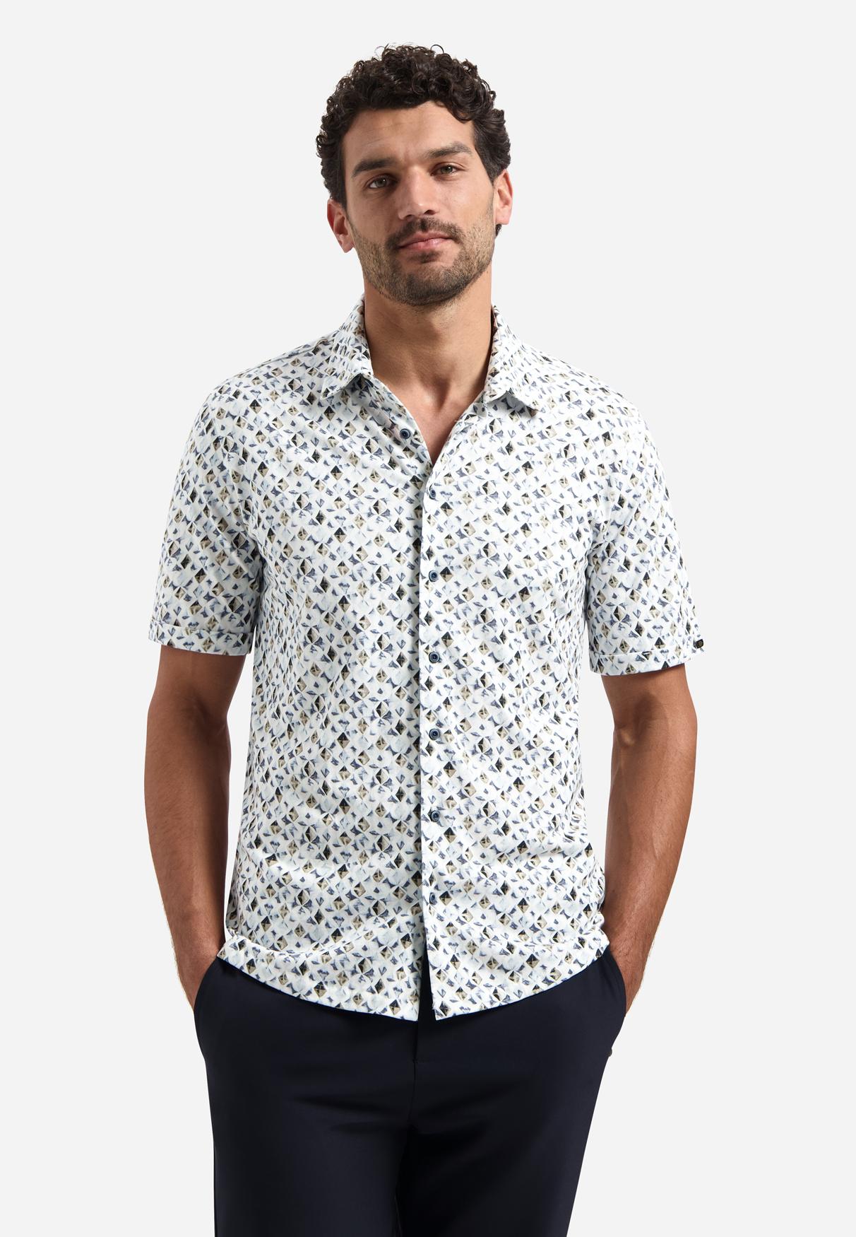 Shirt Short Sleeve Jersey Allover Printed XL Regular Fit - Blue