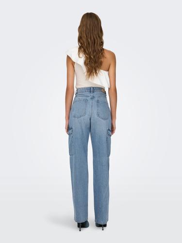 ONLRILEY HW STR CARGO DNM PIM875 NOOS 29/32 Gerade geschnitten - Light Blue Denim