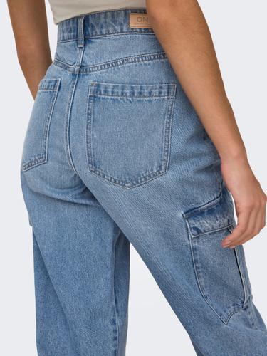 ONLRILEY HW STR CARGO DNM PIM875 NOOS 29/32 Gerade geschnitten - Light Blue Denim