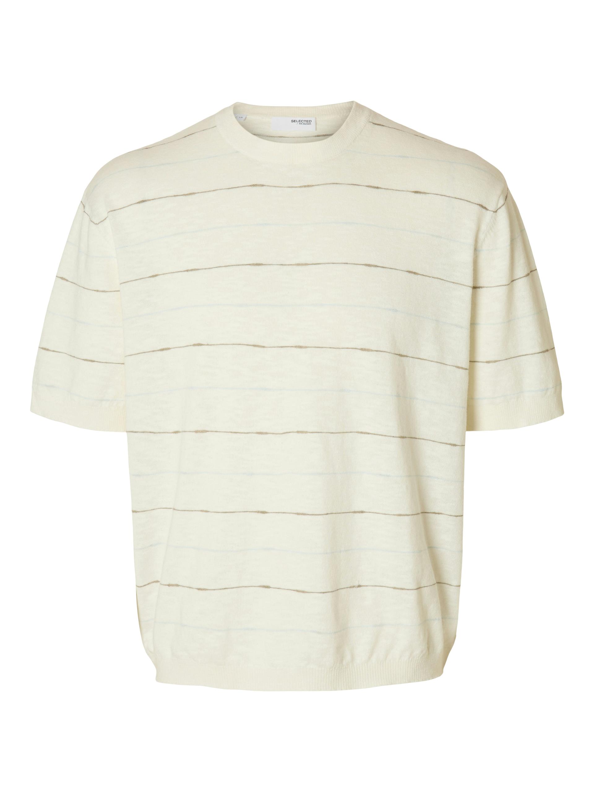 SLHBERG SUN SS KNIT RELAXED TEE L Locker geschnitten - Egret