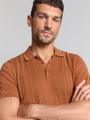 Pullover Short Sleeve Polo Solid Placed Jacquard M Regular Fit - Caramel