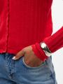 VMLUXLIGHT POINTELLE LS V-NECK CARDIGAN M Normal geschnitten - Fiery Red
