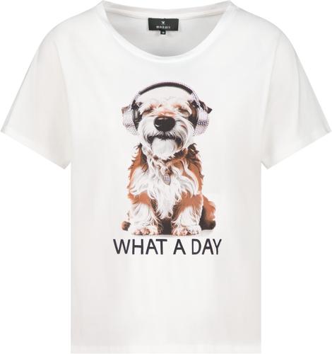 T-Shirt Hund-Print und Strasssteinen 40 - Cream