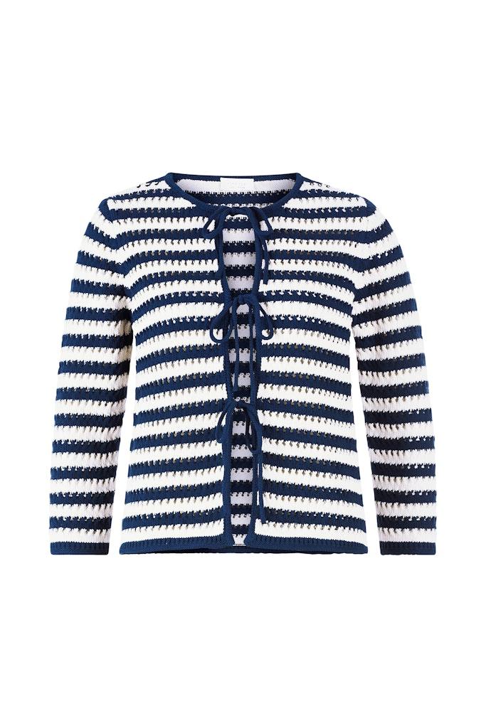 Striped Ajour cardigan with bows Blau L