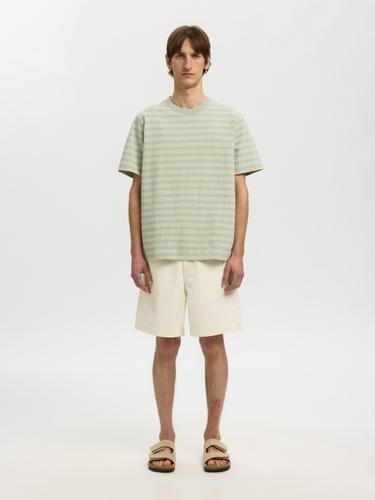 SLHELI SEERSUCKER SS O-NECK TEE XL Normal geschnitten - Aqua Gray