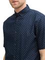 Regular Fit Kurzarmhemd mit Leinenanteil im Pünktchen-Muster L Regular Fit - Navy Dot Design