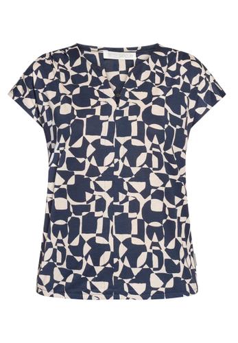 Blusenshirt M Lässig - Dark Blue/Nature