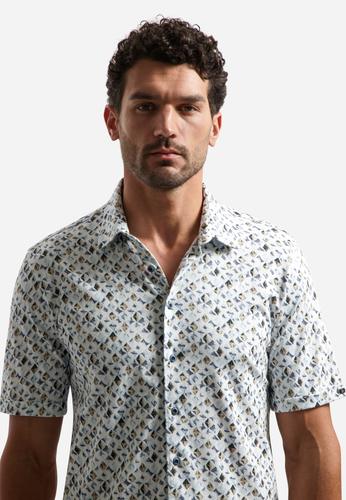 Shirt Short Sleeve Jersey Allover Printed XL Regular Fit - Blue