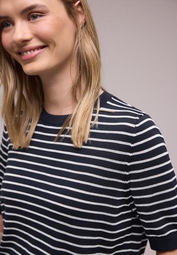 Kurzarm Pullover mit Streifenmuster 44 - Shadowed Navy