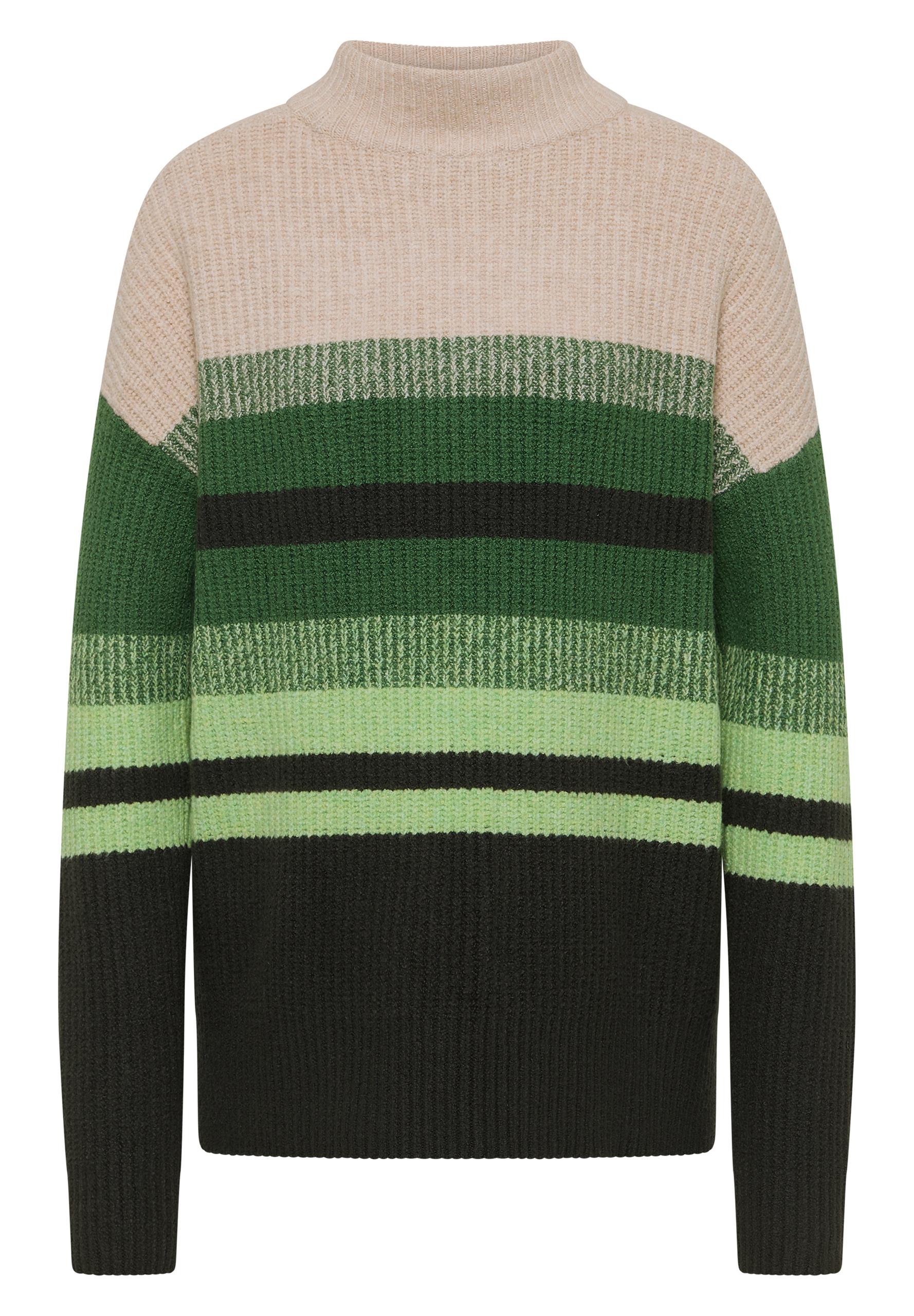 Gestreifter Mouliné Pullover L - Raw Khaki