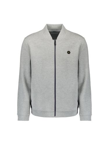 Sweater Full Zipper Pique Bomber Grau M