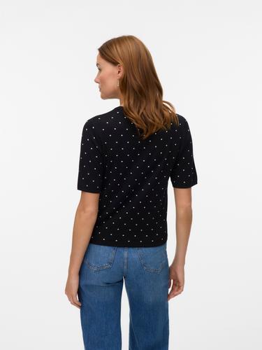 VMSABA SS O-NECK DOT PULLOVER L Normal geschnitten - Black
