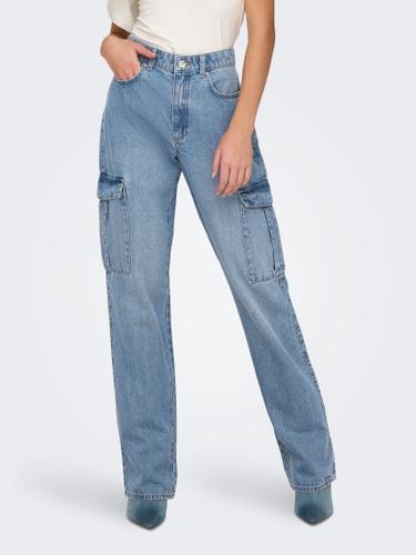 ONLRILEY HW STR CARGO DNM PIM875 NOOS 29/32 Gerade geschnitten - Light Blue Denim
