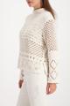 Strickpullover mit Ajourmuster 38 - Almond