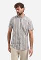 Shirt Short Sleeve Yarn Dyed Dobby Stripe With Linen M Regular Fit - Blue
