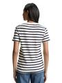 T-Shirt mit V-Ausschnitt S Regular Fit - Offwhite Navy Stripe